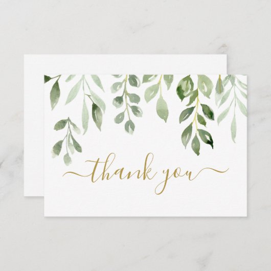 Carte De Correspondance Greenery feuille merci Note Card (Devant / Derrière)