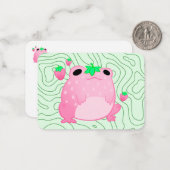 Carte De Correspondance Grenouille à fraise Kawaii (Devant/Arrière en situation)
