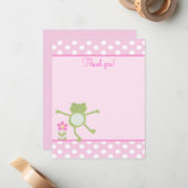 Carte De Correspondance Grenouille rose bonbon Froggy Flat merci note (Devant/Arrière en situation)