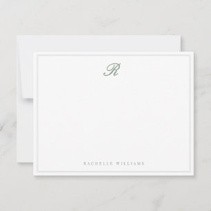 Carte De Correspondance Gris Classique Script Monogramme Vintage Double Bo