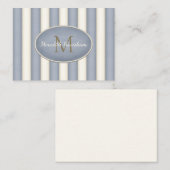 Carte De Correspondance Gris et rayures de crème Bronze Monogramme personn (Devant / Derrière)