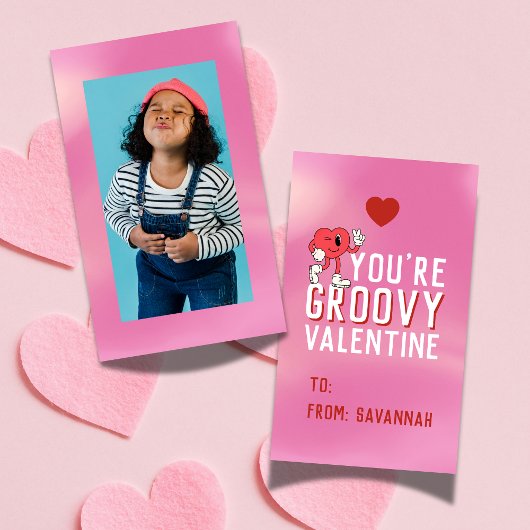 Carte De Correspondance Groovy Retro Gradient Valentine's Classroom Card