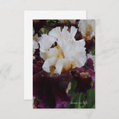 Carte De Correspondance Gros Iris violet et blanc (Devant / Derrière)