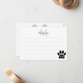 Carte De Correspondance Grunge Distressed Dog Paw K-9 Lined Monogram (Devant/Arrière en situation)