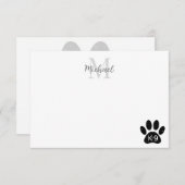 Carte De Correspondance Grunge Distressed Dog Paw K-9 Monogram (Devant / Derrière)