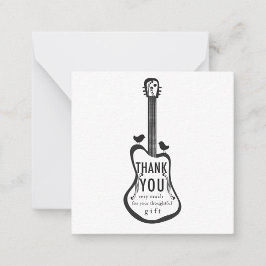 Carte De Correspondance Guitare avec Inséparables Merci Note (Devant)