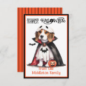 Carte De Correspondance Halloween beagle Chien heureux (Devant / Derrière)