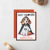Carte De Correspondance Halloween beagle Chien heureux (Devant/Arrière en situation)