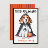 Carte De Correspondance Halloween beagle Chien heureux (Devant / Derrière)