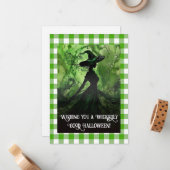 Carte De Correspondance Halloween Belle Sorcière Peinte (Devant/Arrière en situation)