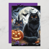 Carte De Correspondance Halloween Black Cat Jack-o'-lantern (Devant / Derrière)