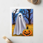 Carte De Correspondance Halloween Ghost (Devant/Arrière en situation)