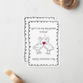 Carte De Correspondance Hand Drawn Silly Goose Funny Saying Valentines Day (Devant/Arrière en situation)
