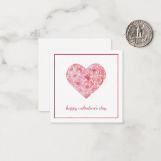 Carte De Correspondance Hand Painted Watercolor Roses Heart Valentines Day