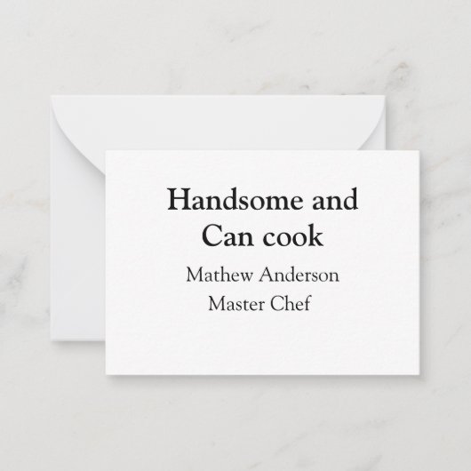 Carte De Correspondance Handsome et peut cuisiner ajouter nom maître chef  (Devant)