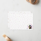 Carte De Correspondance Happy Birthday Dog Paw Confetti (Devant/Arrière en situation)