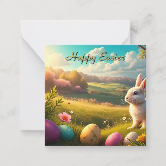 Carte De Correspondance Happy Easter in a Spring Landscape (Devant)