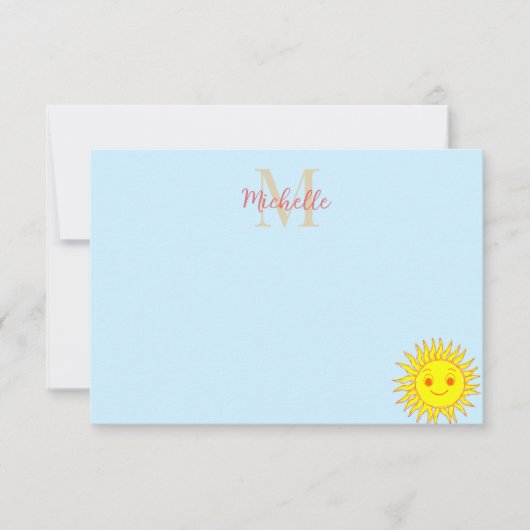 Carte De Correspondance Happy Face Sunshine Monogram Personalized (Devant)