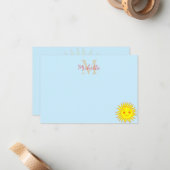 Carte De Correspondance Happy Face Sunshine Monogram Personalized (Devant/Arrière en situation)