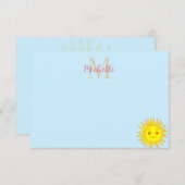 Carte De Correspondance Happy Face Sunshine Monogram Personalized (Devant / Derrière)