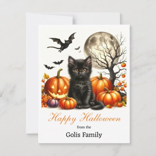 Carte De Correspondance Happy Halloween Citrouille de chat personnalisé (Devant)