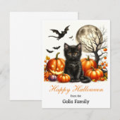 Carte De Correspondance Happy Halloween Citrouille de chat personnalisé (Devant / Derrière)