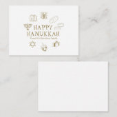 Carte De Correspondance Happy Hanoukka or blanc nom personnalisé (Devant / Derrière)