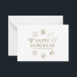 Carte De Correspondance Happy Hanoukka or blanc nom personnalisé<br><div class="desc">Bonne Hanoukka,  customisez la carte de voeux de famille. Heureux Hanoukka,  Heureux Chanukah,  Hanoukka Sameach !,  Chag Sameach !,  Chag Urim Sameach ! faux or et blanc</div>