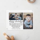 Carte De Correspondance happy holiday 2 photos collage Flat Note Card (Devant/Arrière en situation)