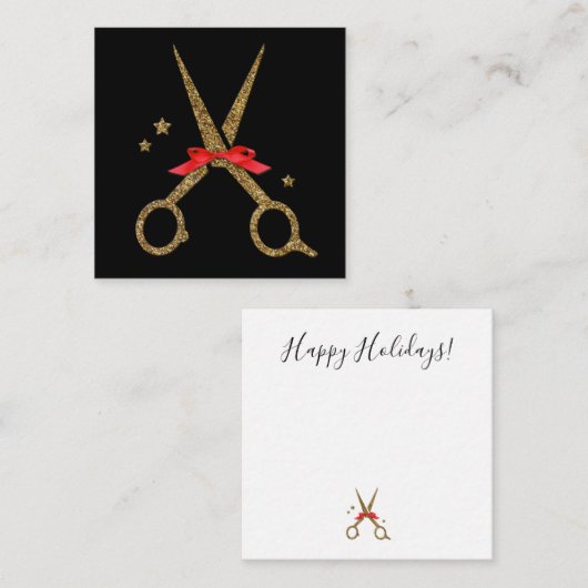 Carte De Correspondance Happy Holidays SALON - Ciseaux de coiffure Note (Devant / Derrière)