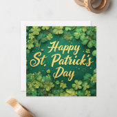 Carte De Correspondance Happy St. Patrick’s Day Clover Design (Devant/Arrière en situation)