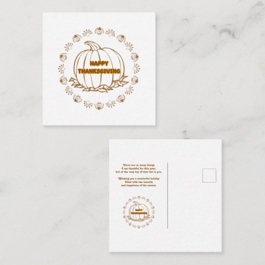 Carte De Correspondance happy thanksgiving (Devant / Derrière)