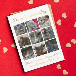 Carte De Correspondance happy valentines day,9 photos cat collage or