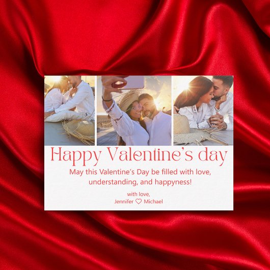 Carte De Correspondance happy valentines jour 3 photos collage minimum rou