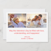 Carte De Correspondance happy valentines jour 3 photos rouge script vacanc (Dos)