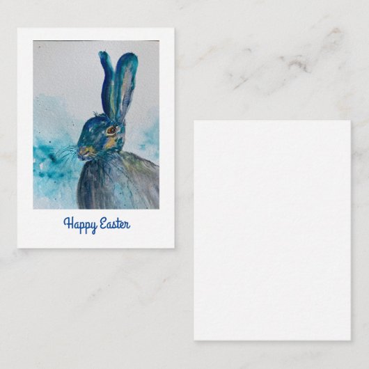 Carte De Correspondance Hare Rabbit Aquarelle Pâques (Devant / Derrière)
