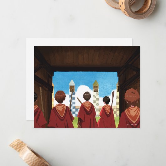 Carte De Correspondance HARRY POTTER™ & GRYFFINDOR™ QUIDDITCH™ Team (Devant/Arrière en situation)