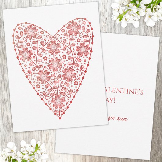 Carte De Correspondance Heart Scandinavian Red White Valentine's Day