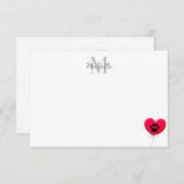 Carte De Correspondance Heart Shaped Balloon Dog Paw Monogram (Devant / Derrière)