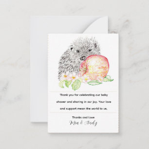 Carte De Correspondance Hérisson avec un Merci de Pomme Sucrée