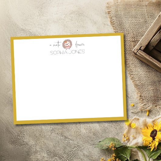 Carte de correspondance hérisson luxe or