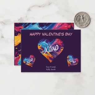 Carte De Correspondance Heureuse Sainte-Valentin Carton couleur coeur XOXO
