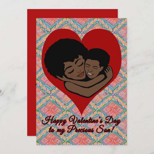 Carte De Correspondance Heureuse Sainte-Valentin | Fils afro-américains (Devant / Derrière)