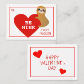 Carte De Correspondance Heureuse Sainte-Valentin | Jolie Sloth Coeur (Devant / Derrière)