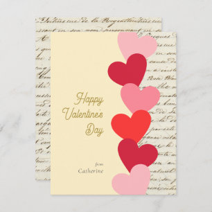 Carte De Correspondance Heureuse Sainte-Valentin moderne Vintage Red Heart