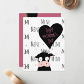 Carte De Correspondance Heureuse Sainte-Valentin | Seulement Moooooo ! | P (Devant/Arrière en situation)