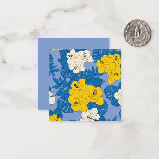 Carte De Correspondance Hibiscus fleurs et feuilles (Devant/Arrière en situation)