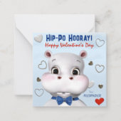 Carte De Correspondance Hippo Boy Blue Classroom Saint-Valentin (Devant)