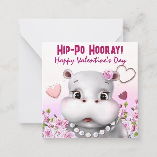 Carte De Correspondance Hippo dans Perles Rose Floral classe Amour (Devant)