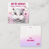 Carte De Correspondance Hippo dans Perles Rose Floral classe Amour (Devant / Derrière)